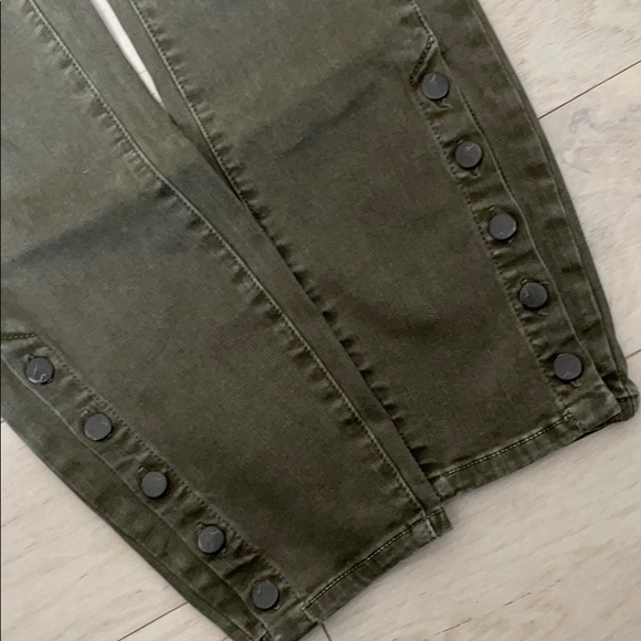 J. brand green jeans with buttons on lower legs - Picture 3 of 6